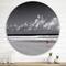 Designart - Monochrome Coastline Under Cloudy Sky - Lake House Metal Circle Wall Art